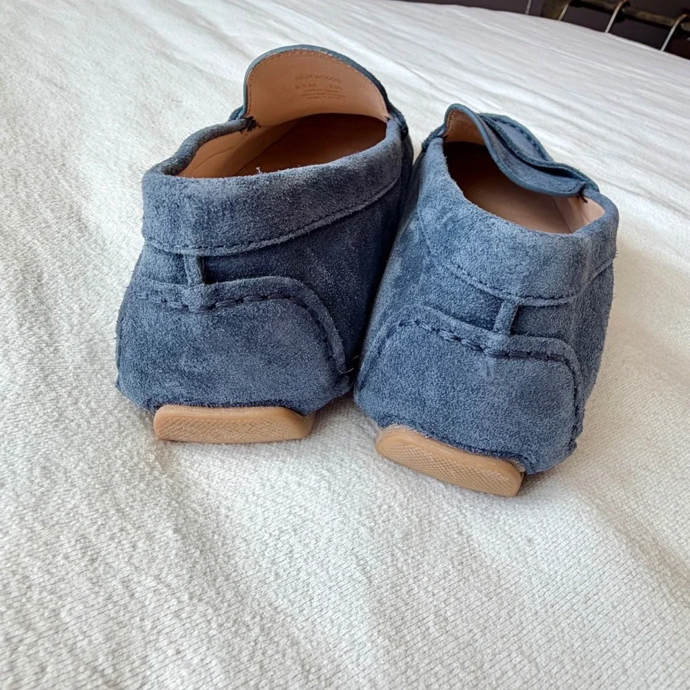 Flag Ltd. Navy Blue Suede Penny Loafers Driving Mocs 8.5M Made in Brazil
